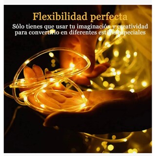 Foto 4 | Manguera Serie Luces Navidad Solar 7m 50led Exterior Jardín 8modos Blanco Cálido