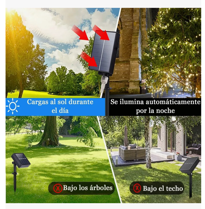 Foto 6 pulgar | Manguera Serie Luces Navidad Solar 7m 50led Exterior Jardín 8modos Blanco Cálido