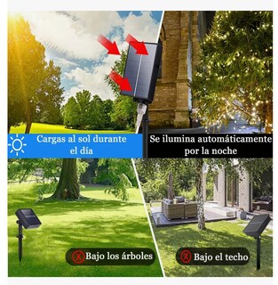 Foto 5 | Manguera Serie Luces Navidad Solar 7m 50led Exterior Jardín 8modos Blanco Cálido