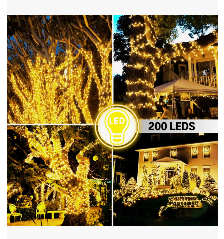 Foto 5 pulgar | Serie De Luces Navideña Solar Led Blanco Cálido 200 Focos 22 Metros Decorativa
