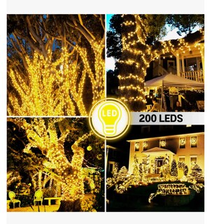 Foto 4 | Serie De Luces Navideña Solar Led Blanco Cálido 200 Focos 22 Metros Decorativa