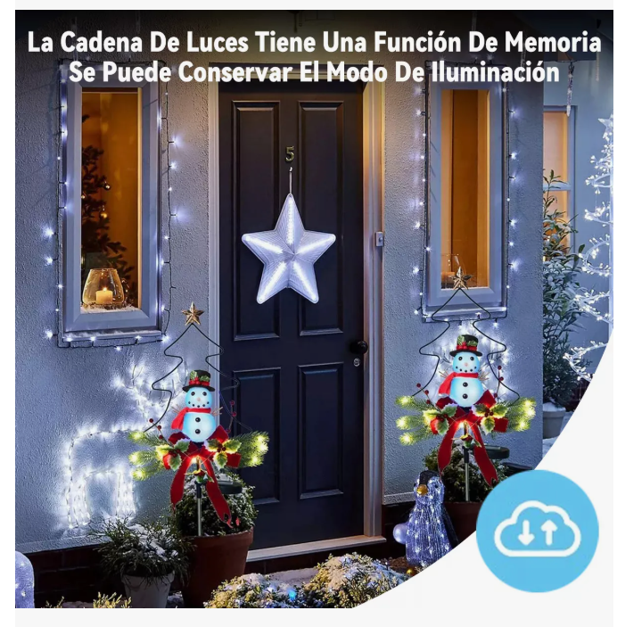 Foto 5 pulgar | Goodea Serie Navideña Solar Luces Decoraciones Exterior 100leds 12m Luces Blanco Series