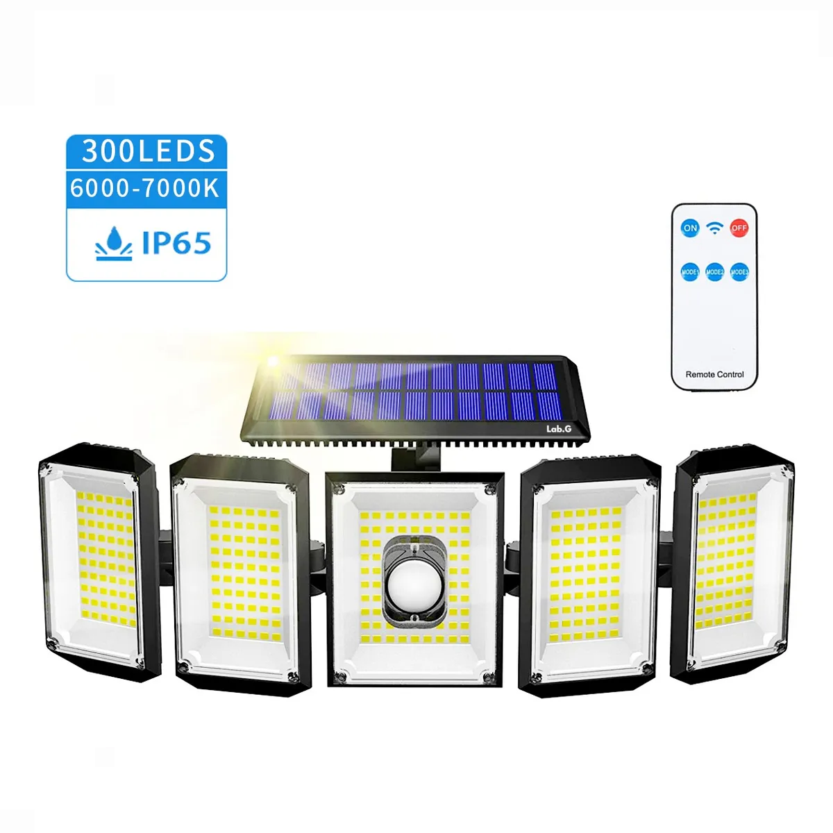 Foto 5 pulgar | Lámpara Solar para Exterior Recargable 300 Leds Lab.g Negro