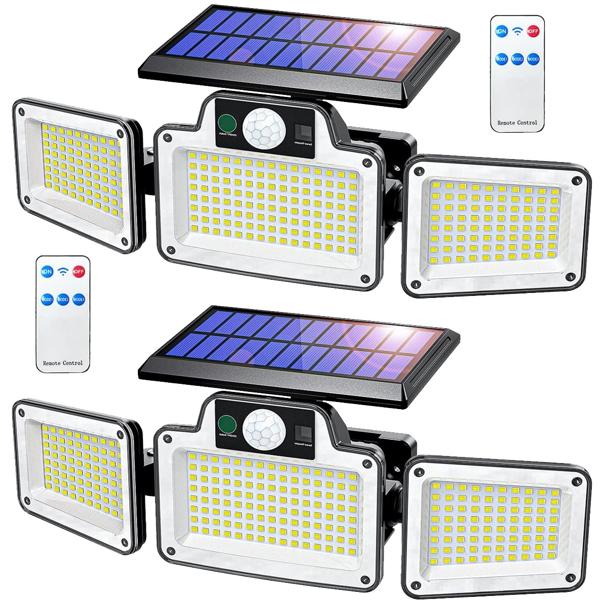 Foto 2 pulgar | Set 2 Lámparas Solares Led Exterior 280 Leds Con Sensor De Movimiento  3 Modos  Control Remoto E Ip65