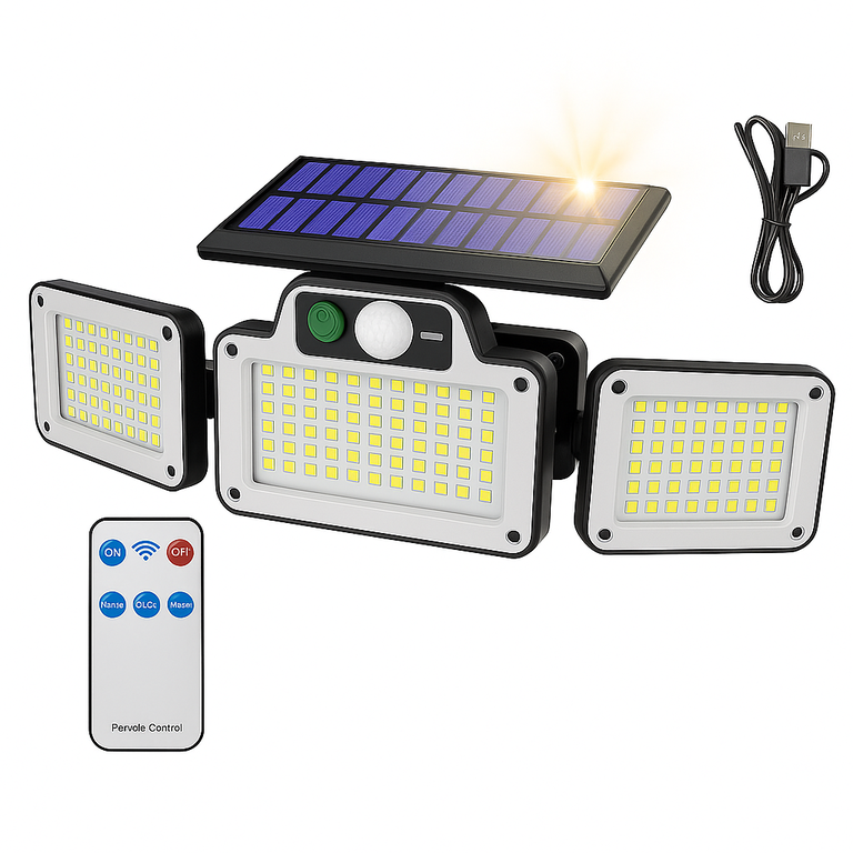 Foto 2 pulgar | Lámpara Solar Exterior 280 Leds Con Sensor De Movimiento  3 Modos De Iluminación  Impermeable Ip65 Y Control Remoto