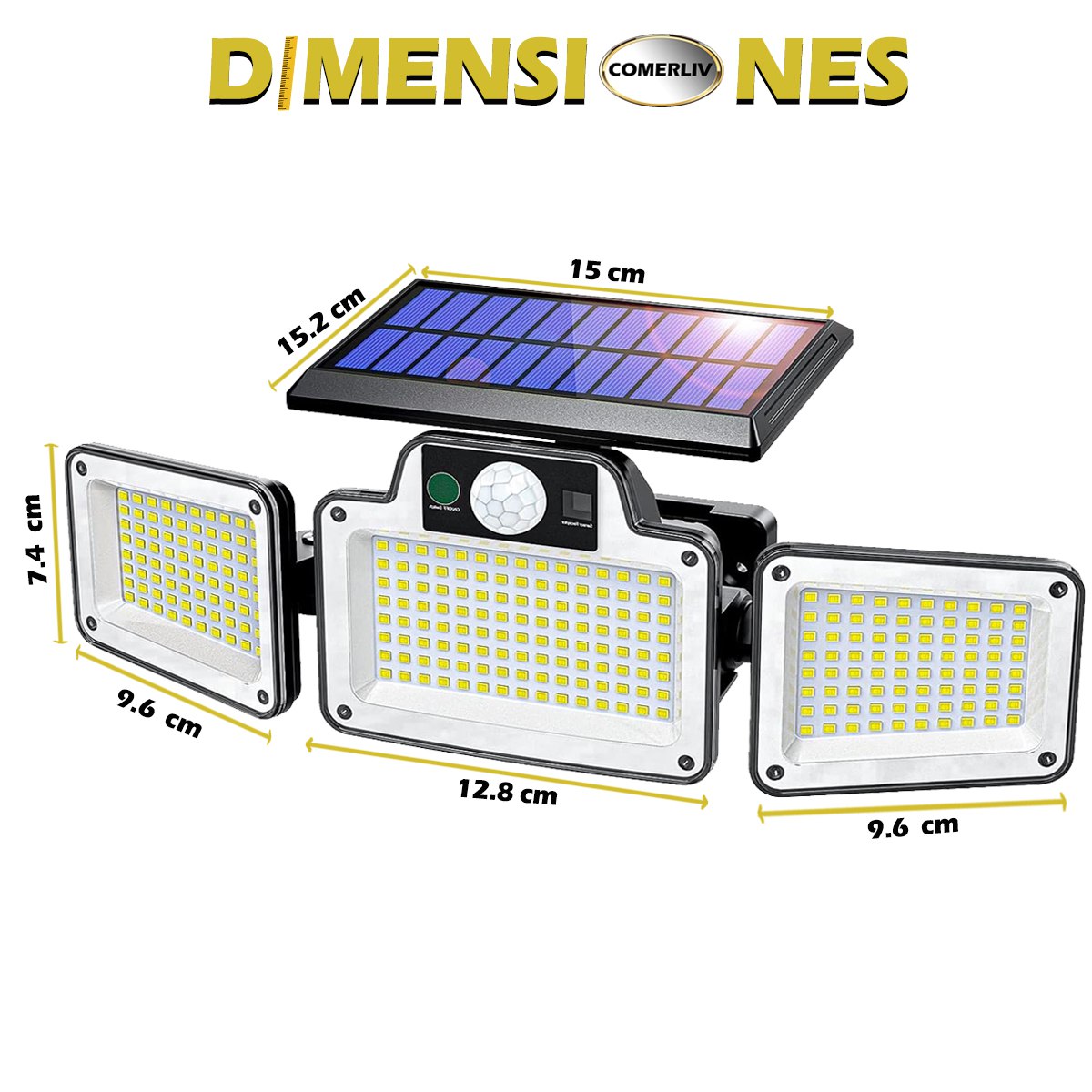 Foto 4 pulgar | Lámpara Solar Exterior 280 Leds Con Sensor De Movimiento  3 Modos De Iluminación  Impermeable Ip65 Y Control Remoto