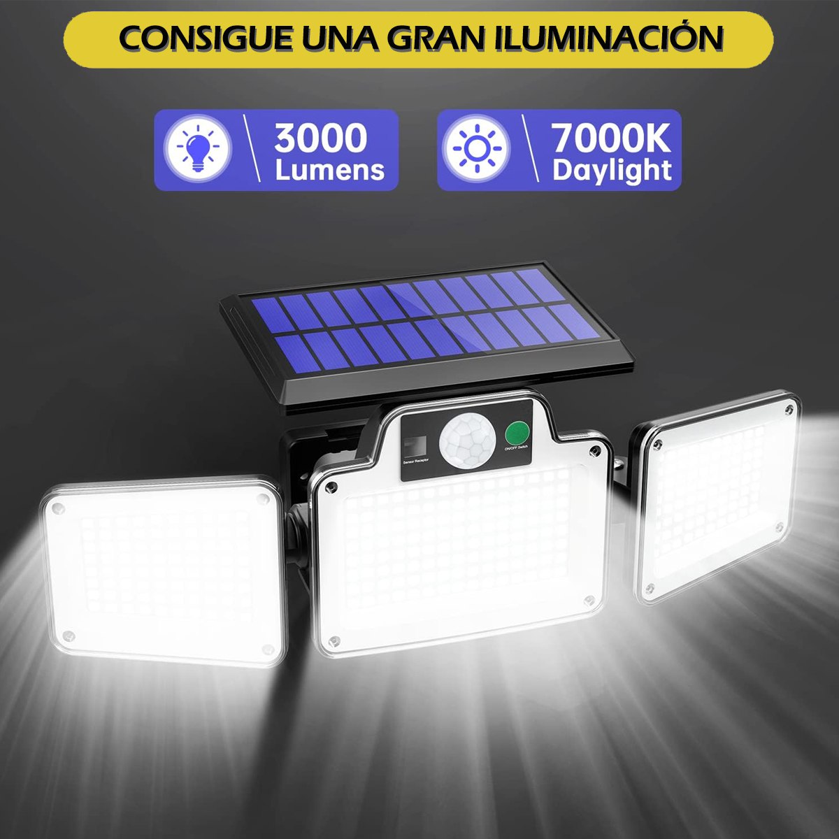 Foto 7 pulgar | Lámpara Solar Exterior 280 Leds Con Sensor De Movimiento  3 Modos De Iluminación  Impermeable Ip65 Y Control Remoto