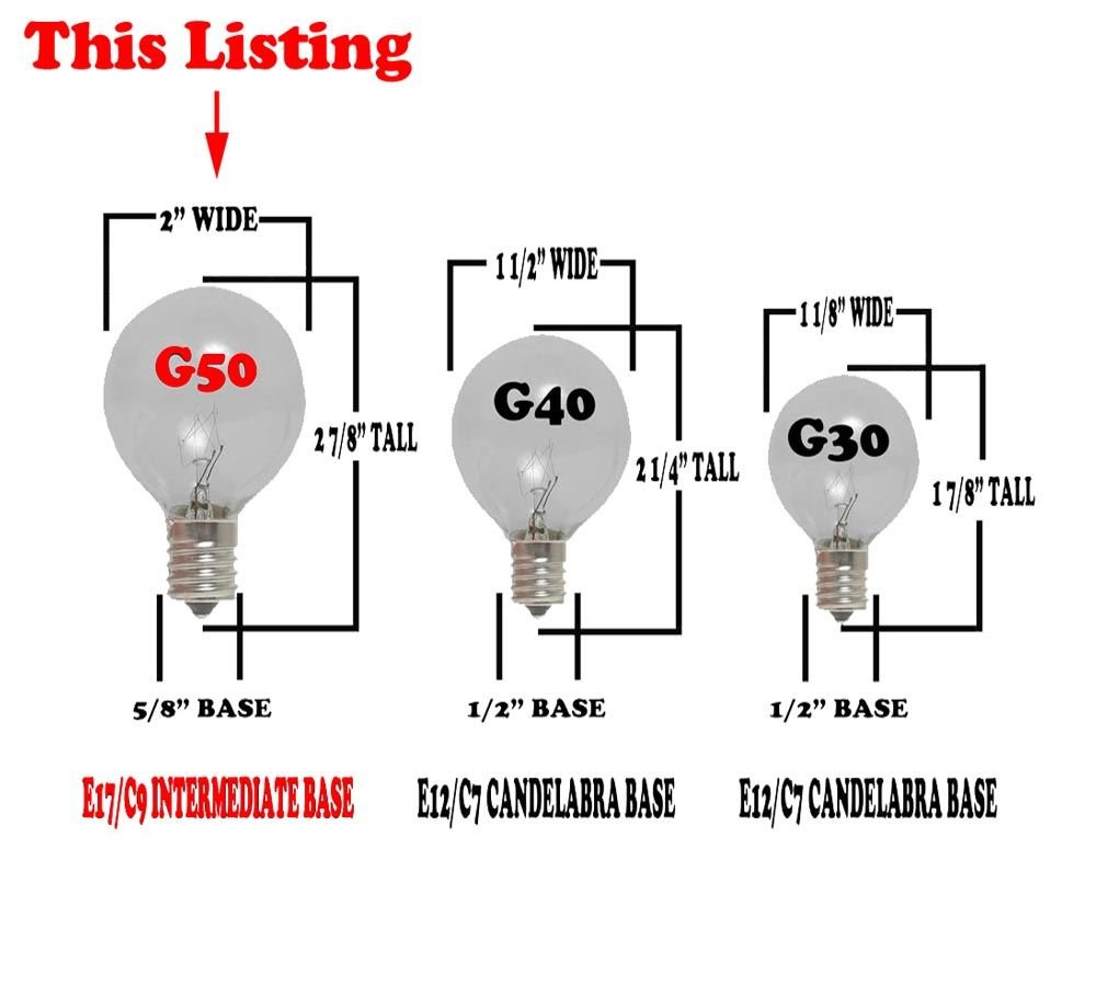 Foto 5 | Bombillas De Repuesto Novelty Lights G50 Globe Incandescentes De 7 W - Venta Internacional.