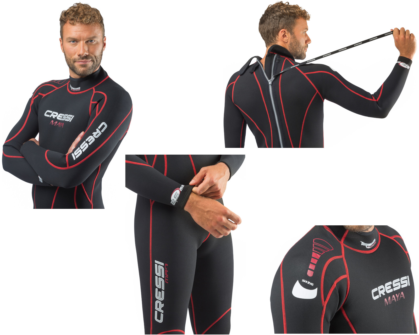 Foto 4 pulgar | Traje Cressi Maya Man 2.5 mm Talla M color Negro con Rojo