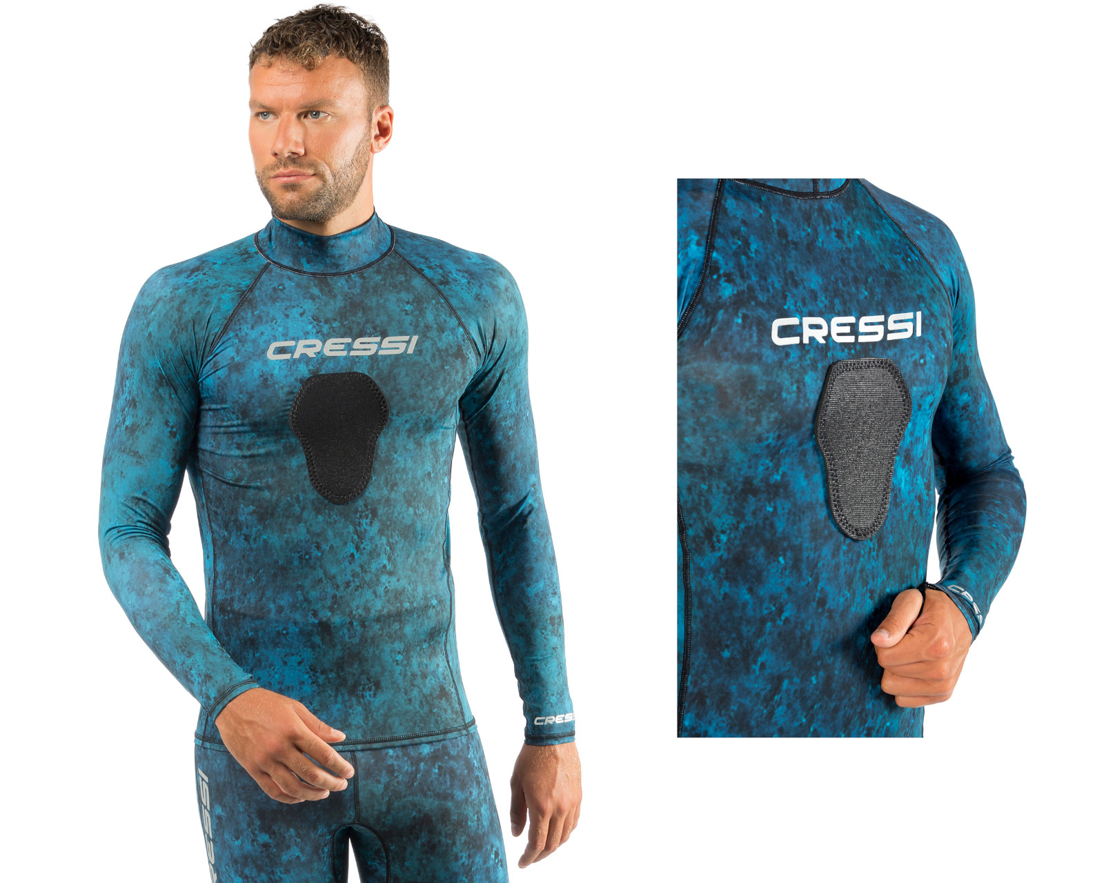 Foto 3 pulgar | Playera para Bucear Cressi Rash Guard Hunter Camuflaje Talla L Manga Larga color Azul para Hombre