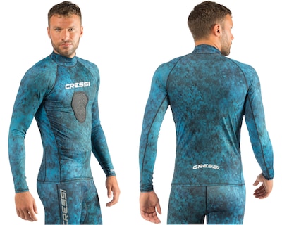 Foto 3 | Playera para Bucear Cressi Rash Guard Hunter Camuflaje Talla L Manga Larga color Azul para Hombre