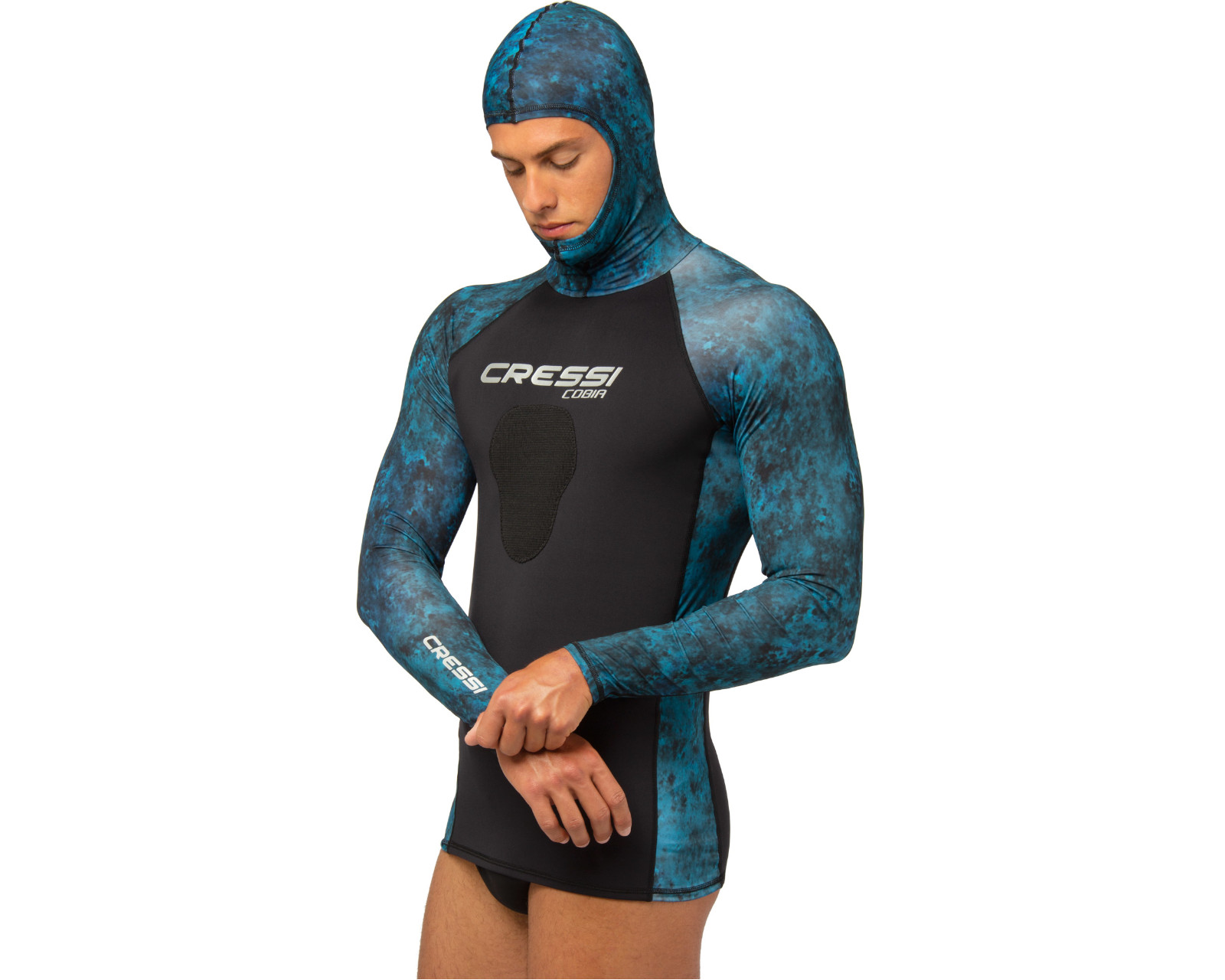 Foto 1 | Playera para Buceo Cressi Cobia Rash talla Xxl Manga Larga Neopreno en Torso y Capucha de Licra color Azul