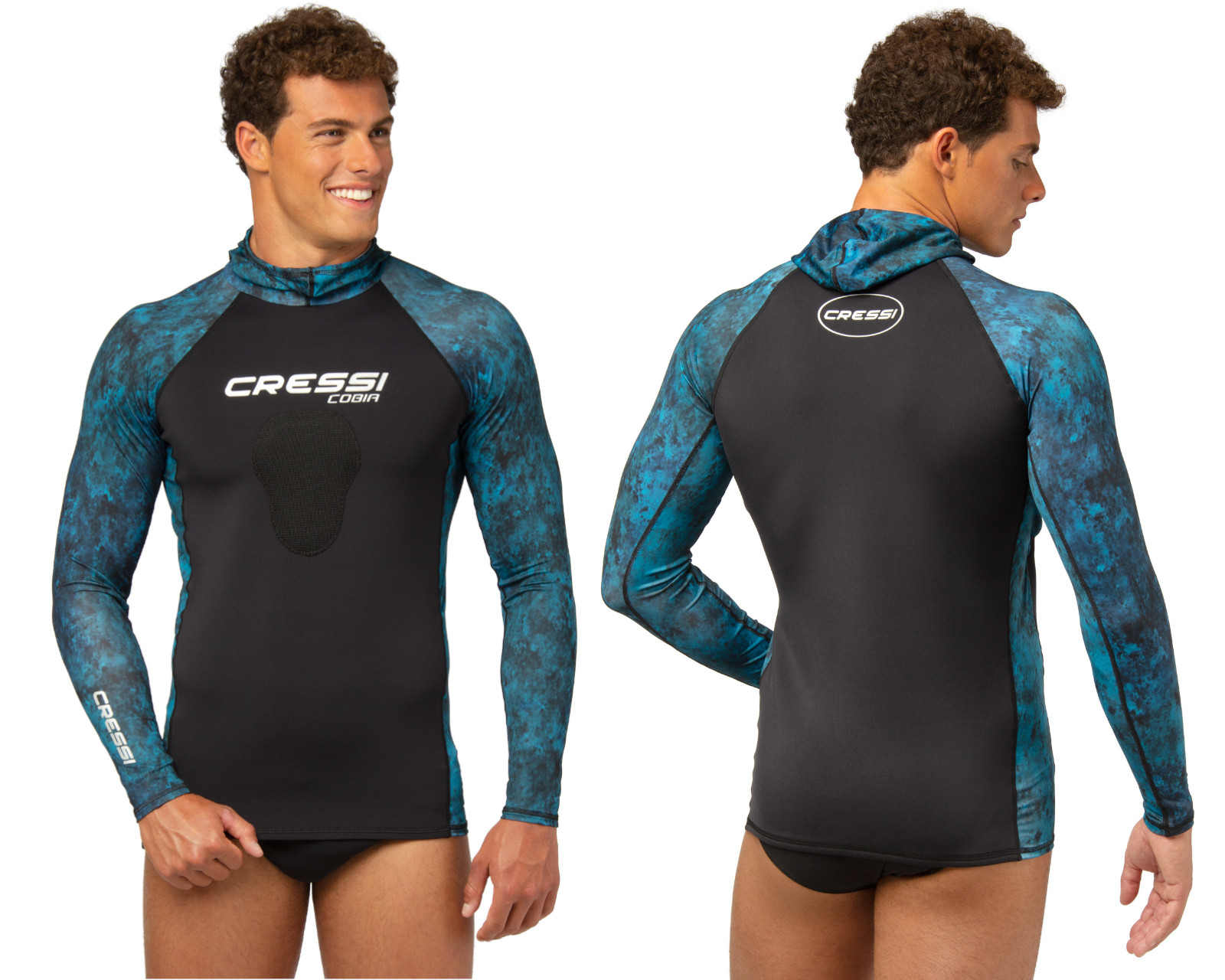 Foto 3 pulgar | Playera para Buceo Cressi Cobia Rash talla Xxl Manga Larga Neopreno en Torso y Capucha de Licra color Azul