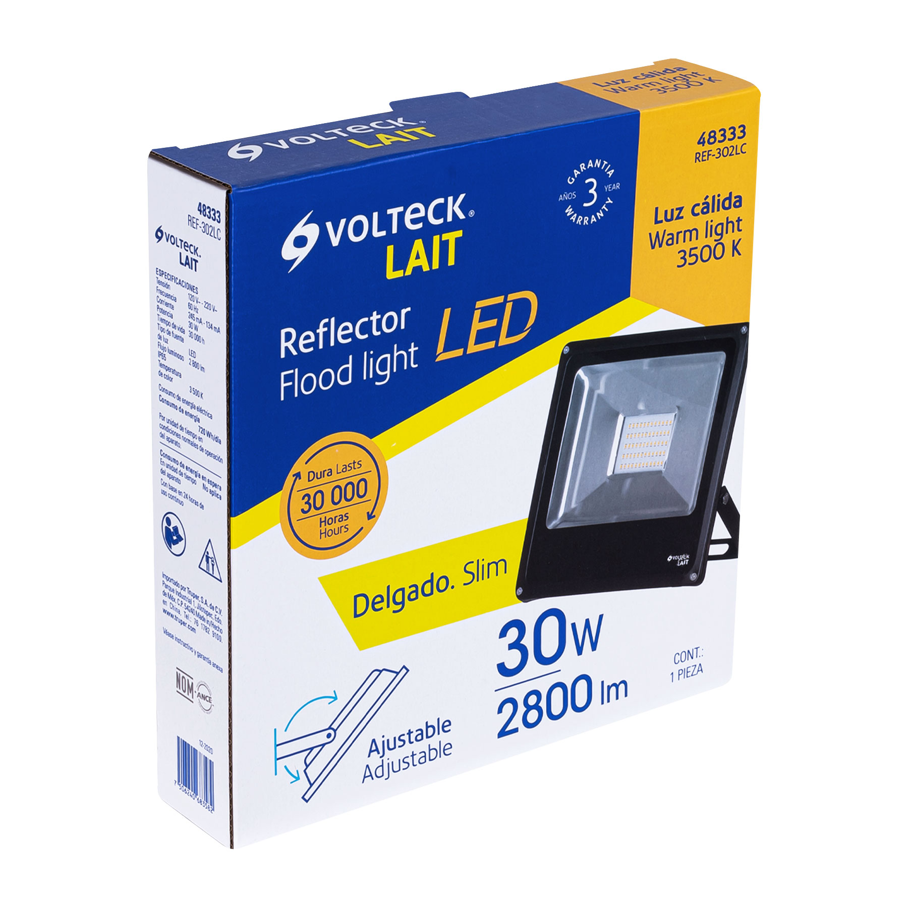 Foto 2 | Reflector Volteck REF-302LC color Negro Led 30 W Luz Cálida