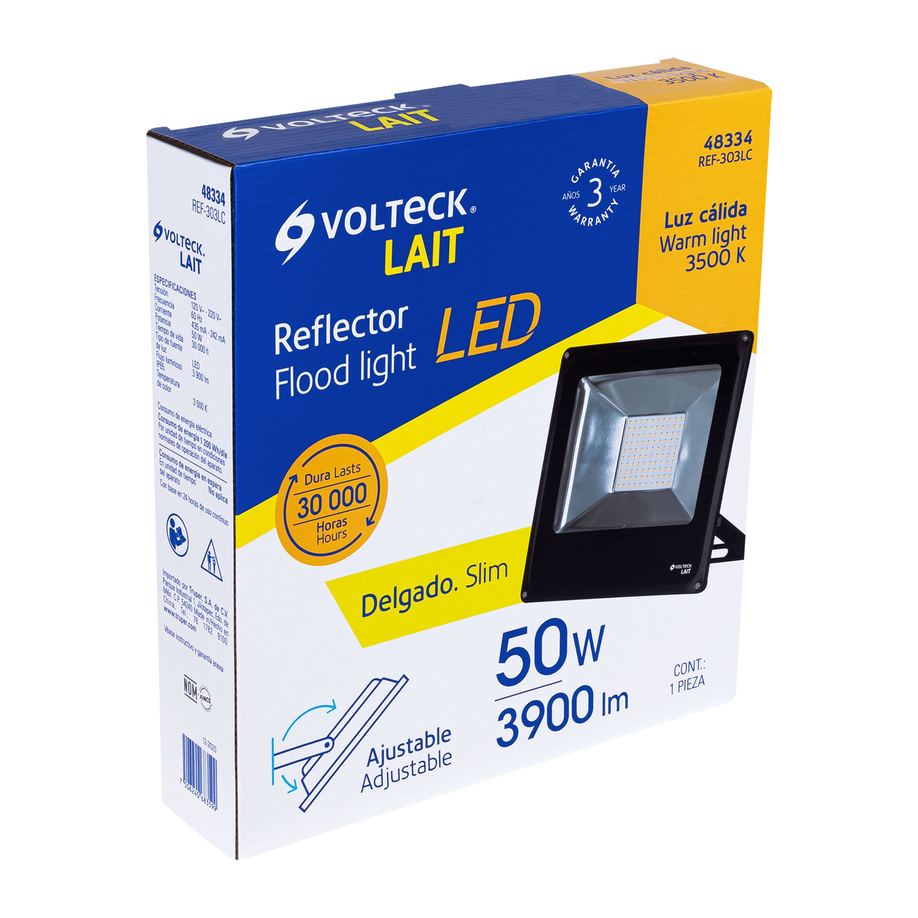 Foto 2 | Reflector Volteck REF-303LC color Negro Led 50 W Luz Cálida