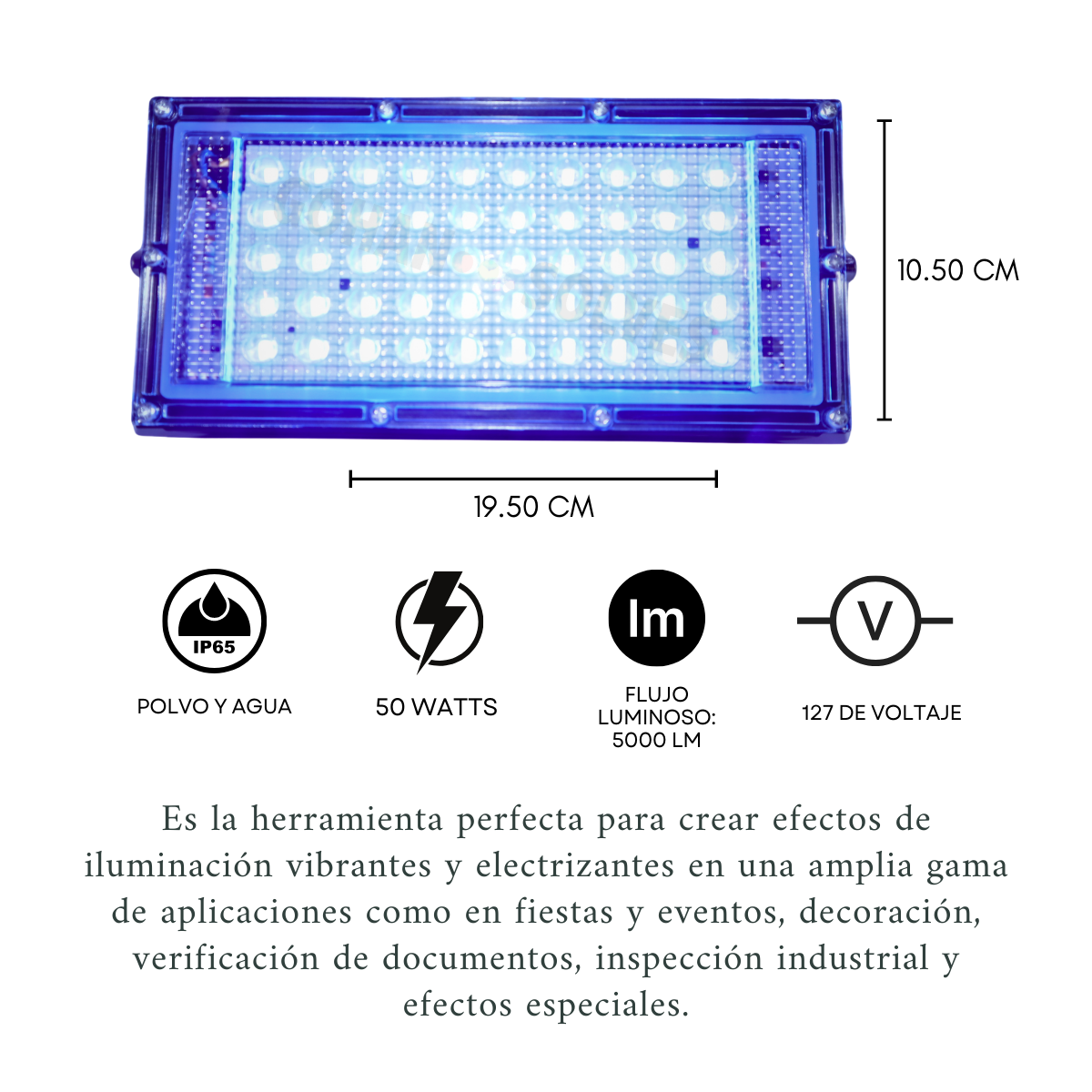 Foto 7 pulgar | Reflector Led 50w Luz Negra Ultravioleta Super Brillo Uv