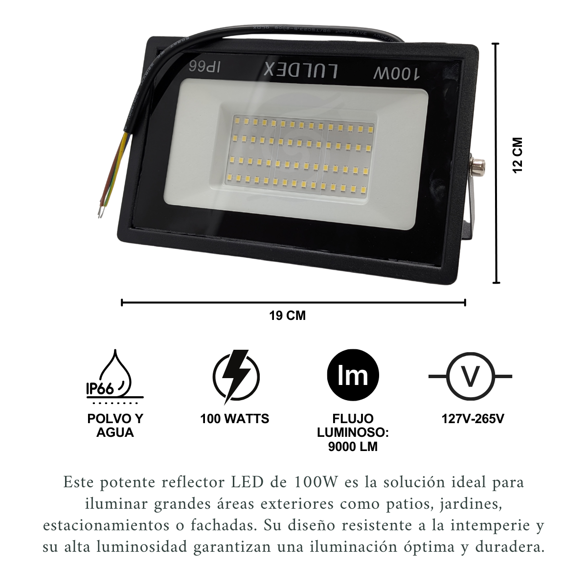 Foto 2 | Reflector Luz Blanco Frío De Leds 100w Ip66 Uso Exterior