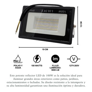 Foto 2 | Reflector Luz Blanco Frío De Leds 100w Ip66 Uso Exterior