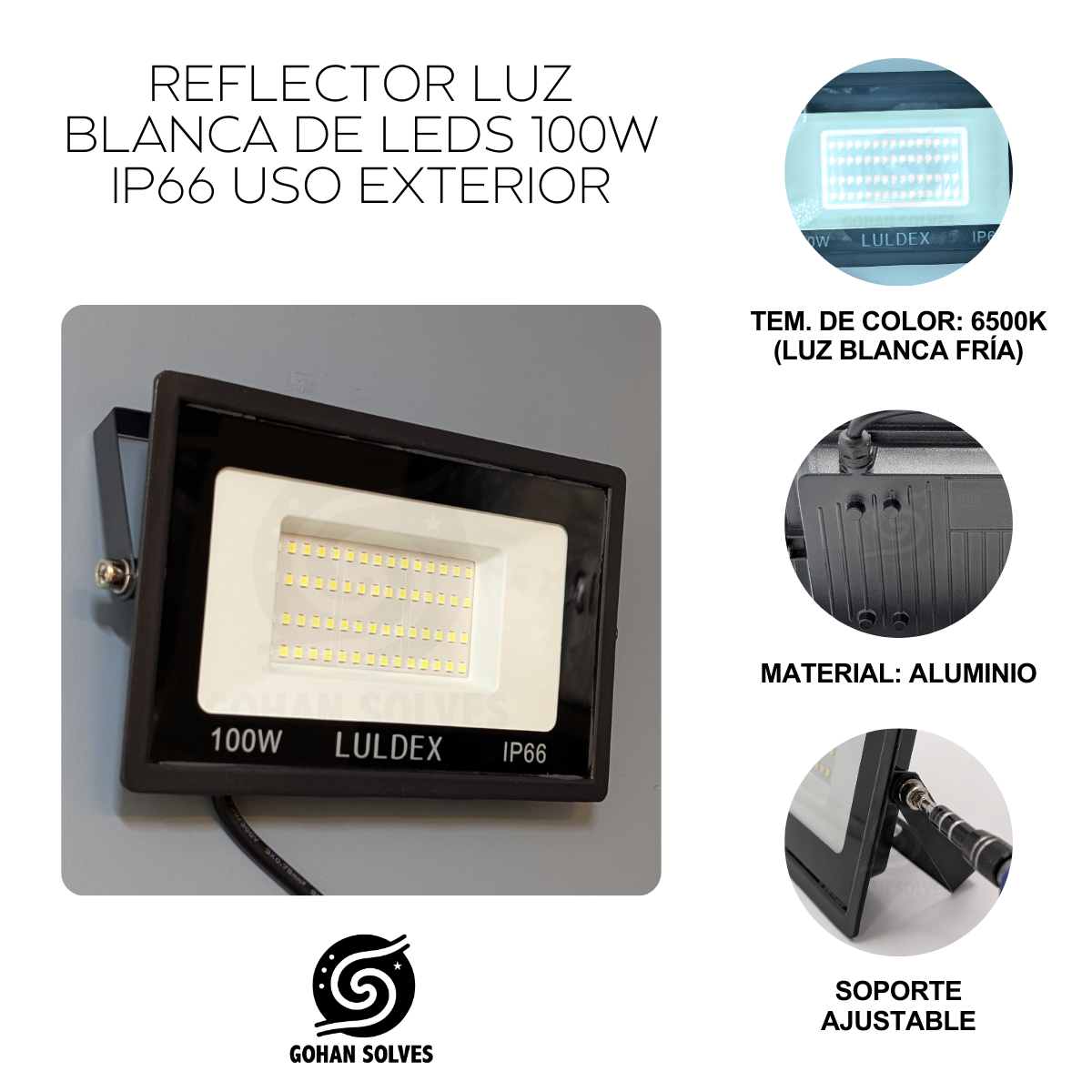 Foto 5 pulgar | Reflector Luz Blanco Frío De Leds 100w Ip66 Uso Exterior