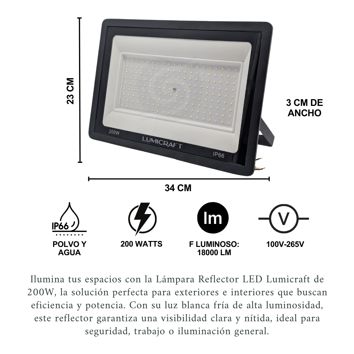 Foto 3 pulgar | Reflector Led Luz Blanco Frío 200w, Para Exterior E Interior