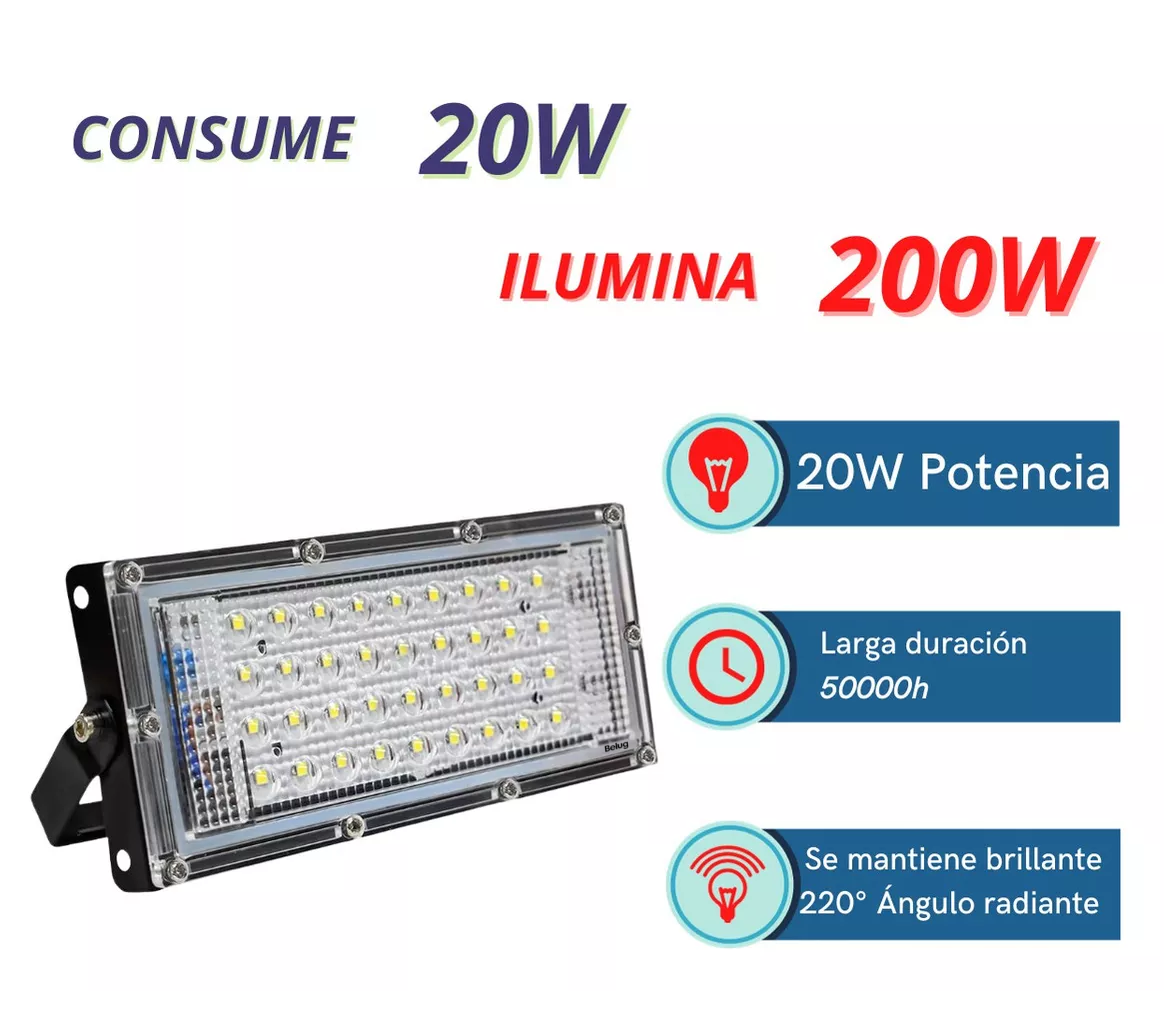Foto 3 pulgar | Reflector Led 20w Luminario Exterior R18w30mm20 Belug - 5 Pzs Carcasa Negro Luz Blanco Frío