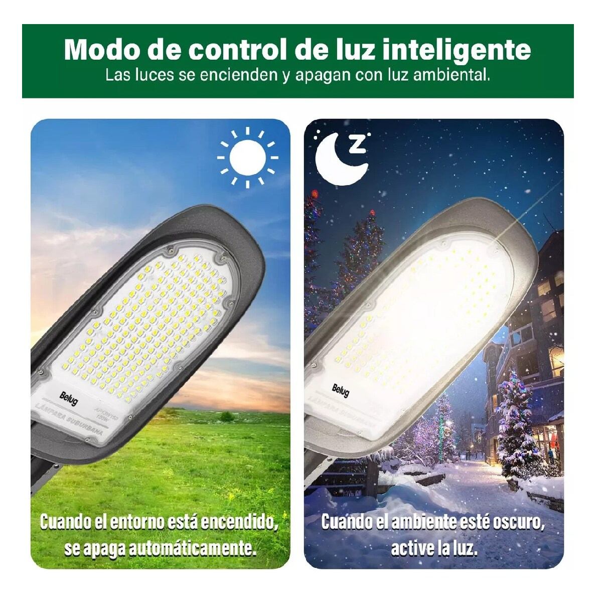 Foto 3 pulgar | Lampara Para Exterior Belug Led De 150w Con Fotocelda 7000k 11000lm
