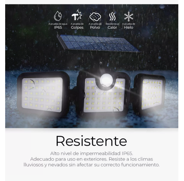 Foto 6 | Lampara Solar Con 3 Cabezales Sensor De Movimiento 108 Leds Color De La Luz Blanco 6500 K