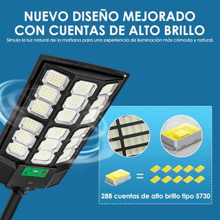 Foto 2 | Reflector Solar 500w Led Exterior Jardín Luz Jardín Potente Eo Safe Imports Esi-19122 Negro