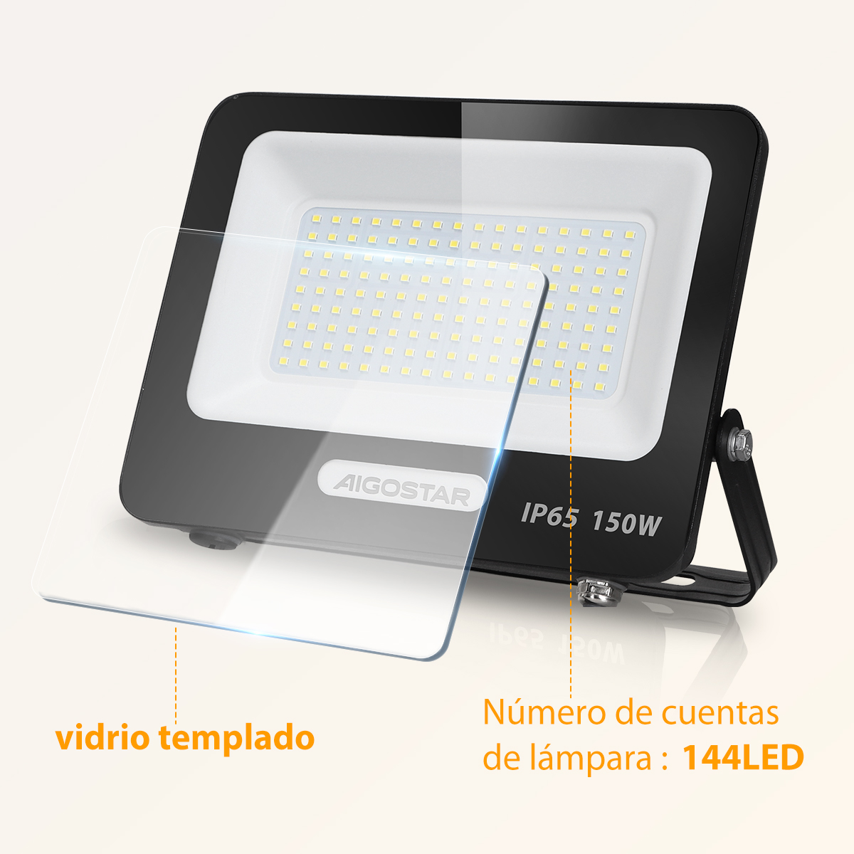 Foto 5 pulgar | Reflector Led 150w Slim Ip65negro Luz Blanco Frio Exterior