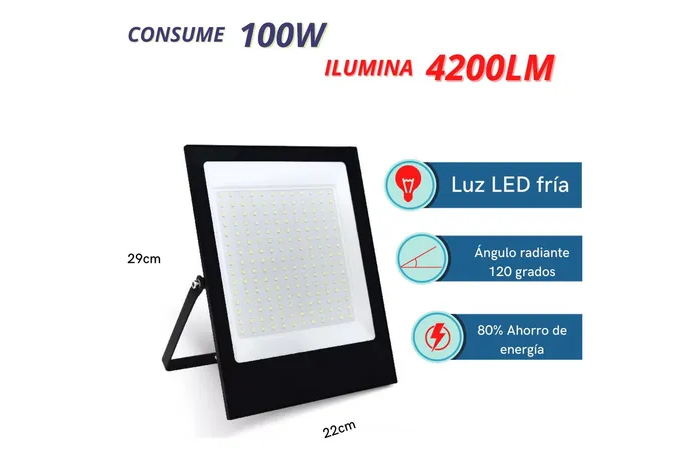 Foto 3 pulgar | Reflector Xtellar Led 100w De Lujo, Iluminación Potente 1000w, Diseño Slim, Exterior, Ip66, Luz Blanca Frí