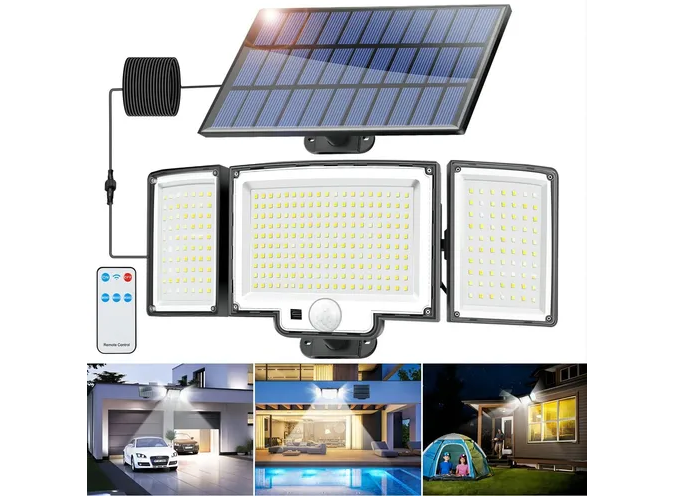 Xtellar Lámpara Solar Led Premium, 328 Luces, Sensor Exterior Para Jardín Y Pared