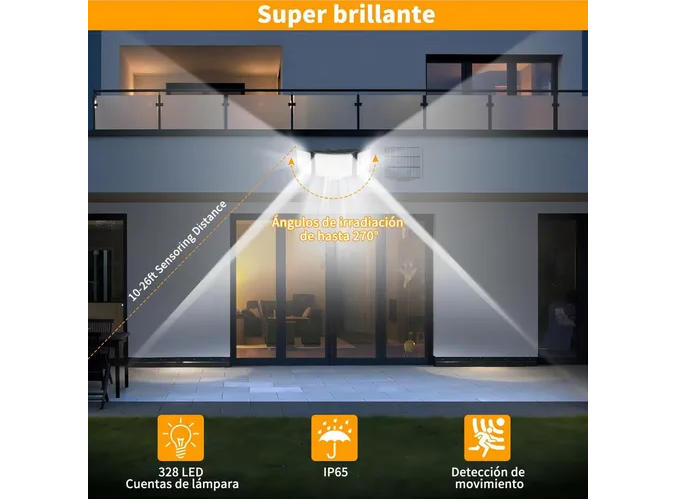 Foto 3 pulgar | Xtellar Lámpara Solar Led Premium, 328 Luces, Sensor Exterior Para Jardín Y Pared