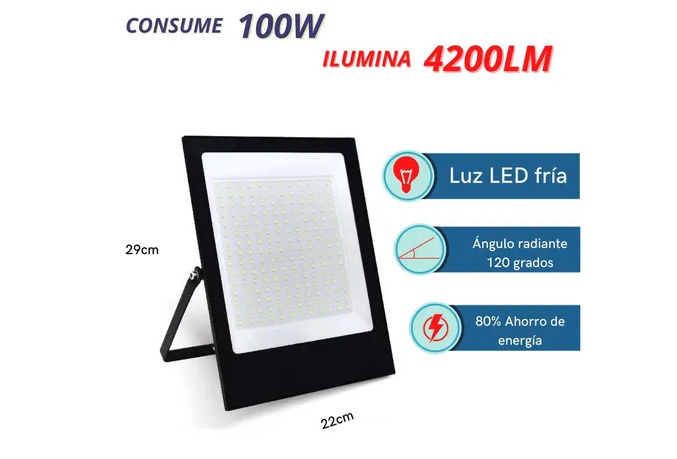 Foto 3 pulgar | Reflector Led Xtellar 100w Slim De Alto Brillo Para Exteriores Con Iluminación De 1000w, Negro, Luz Fría