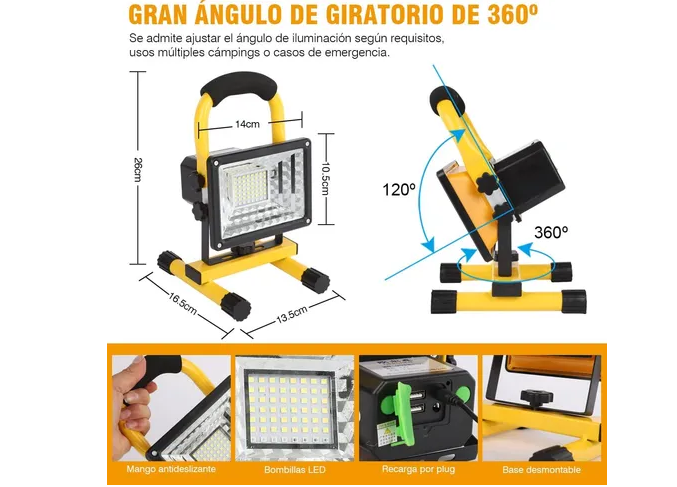 Foto 3 pulgar | Lámpara Reflector Led Xtellar Portátil, Recargable E Impermeable