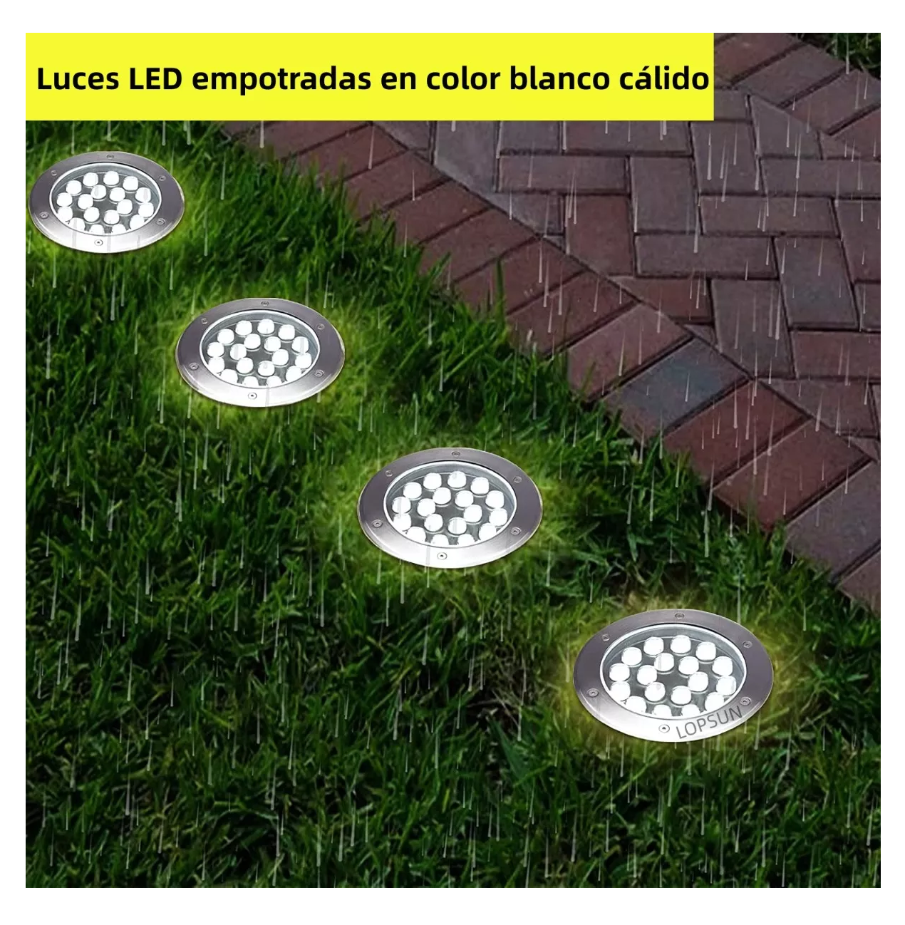 Foto 3 pulgar | Lámpara Empotrada Led 9w Piso Exterior Impermeable 4 Pzs Blanco Cálido, Negro