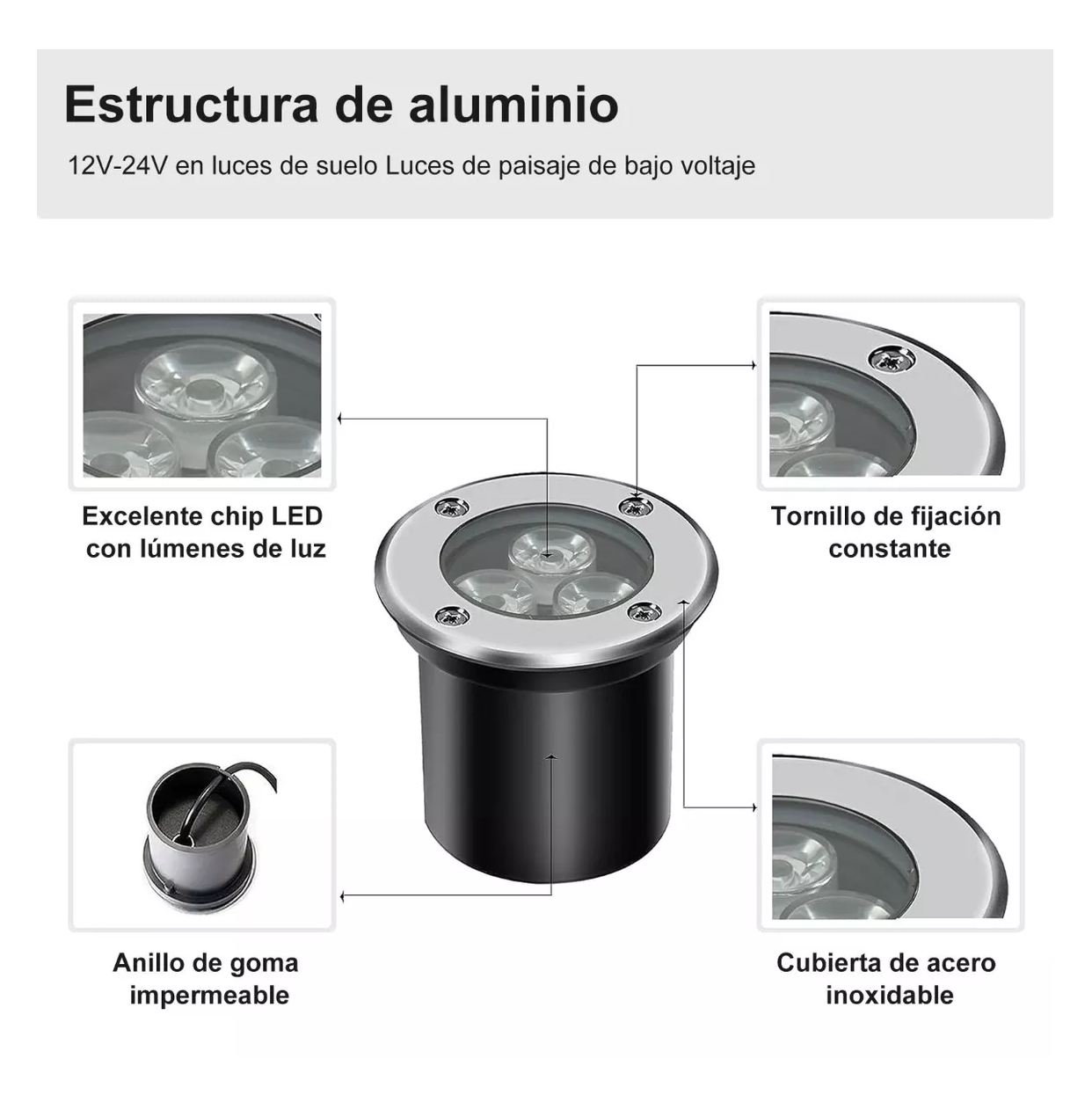 Foto 6 pulgar | Lamparas Spot Empotrable Para Piso Exterior Led Impermeable Negro