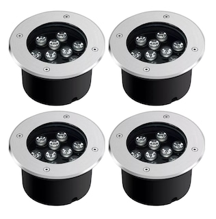 Foto 1 | Lámpara Empotrada Led 9w Piso Exterior Impermeable 4 Pzs Blanco Cálido, Negro