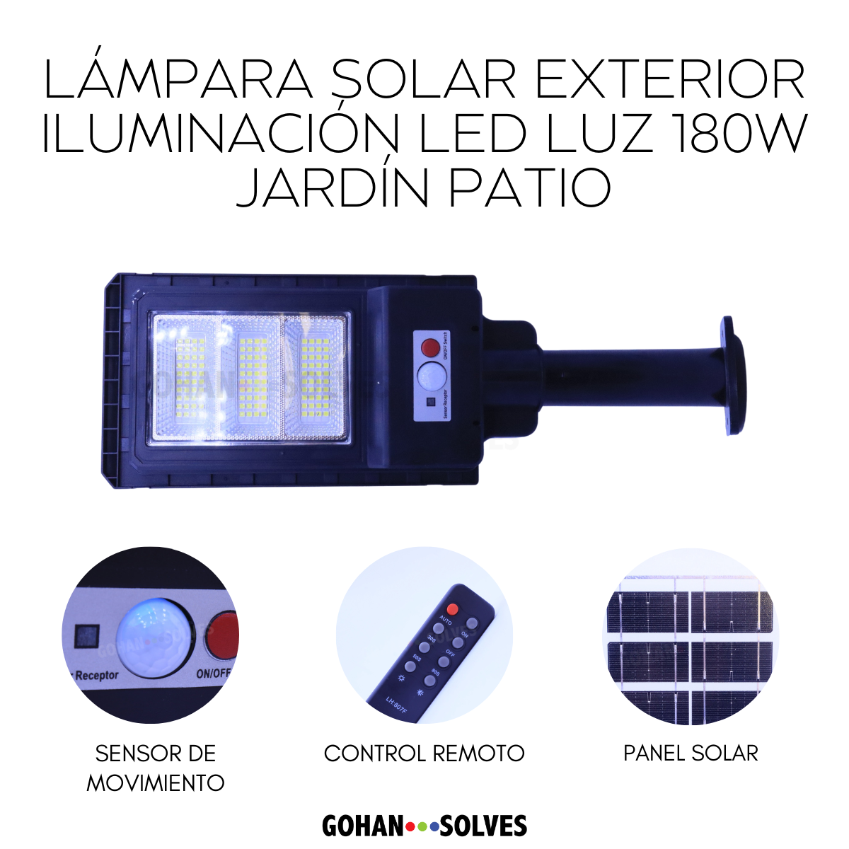 Foto 7 pulgar | Lámpara Solar Led 180w Para Exterior - Iluminación De Jardín, Patio Y Áreas Exteriores