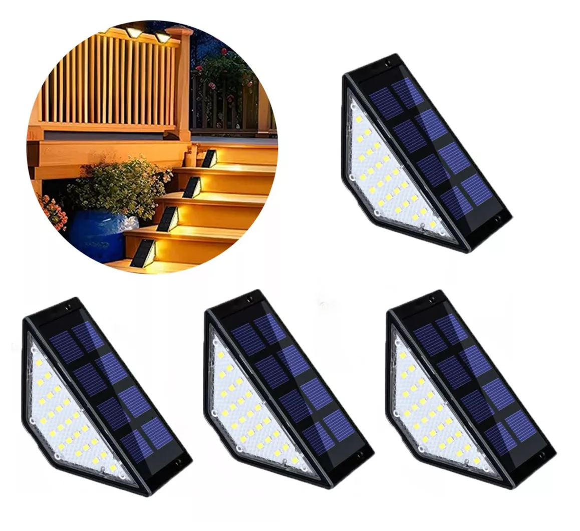 Foto 4 pulgar | Luz De Escalera Solar Recargable Exterior Pared Jardín 4 Pzs, Negro