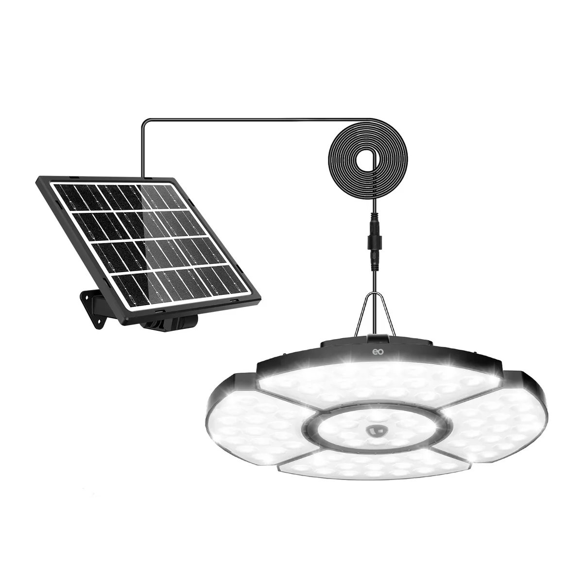 Lámpara Solar Exterior Con Carga Usb 152 Led Sensor 6 Modes Eo Safe Imports Esi-19128 Negro