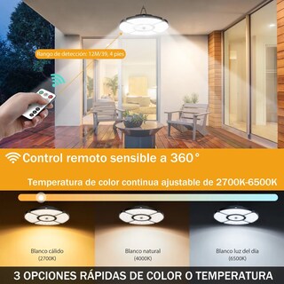 Foto 2 | Lámpara Solar Exterior Con Carga Usb 152 Led Sensor 6 Modes Eo Safe Imports Esi-19128 Negro