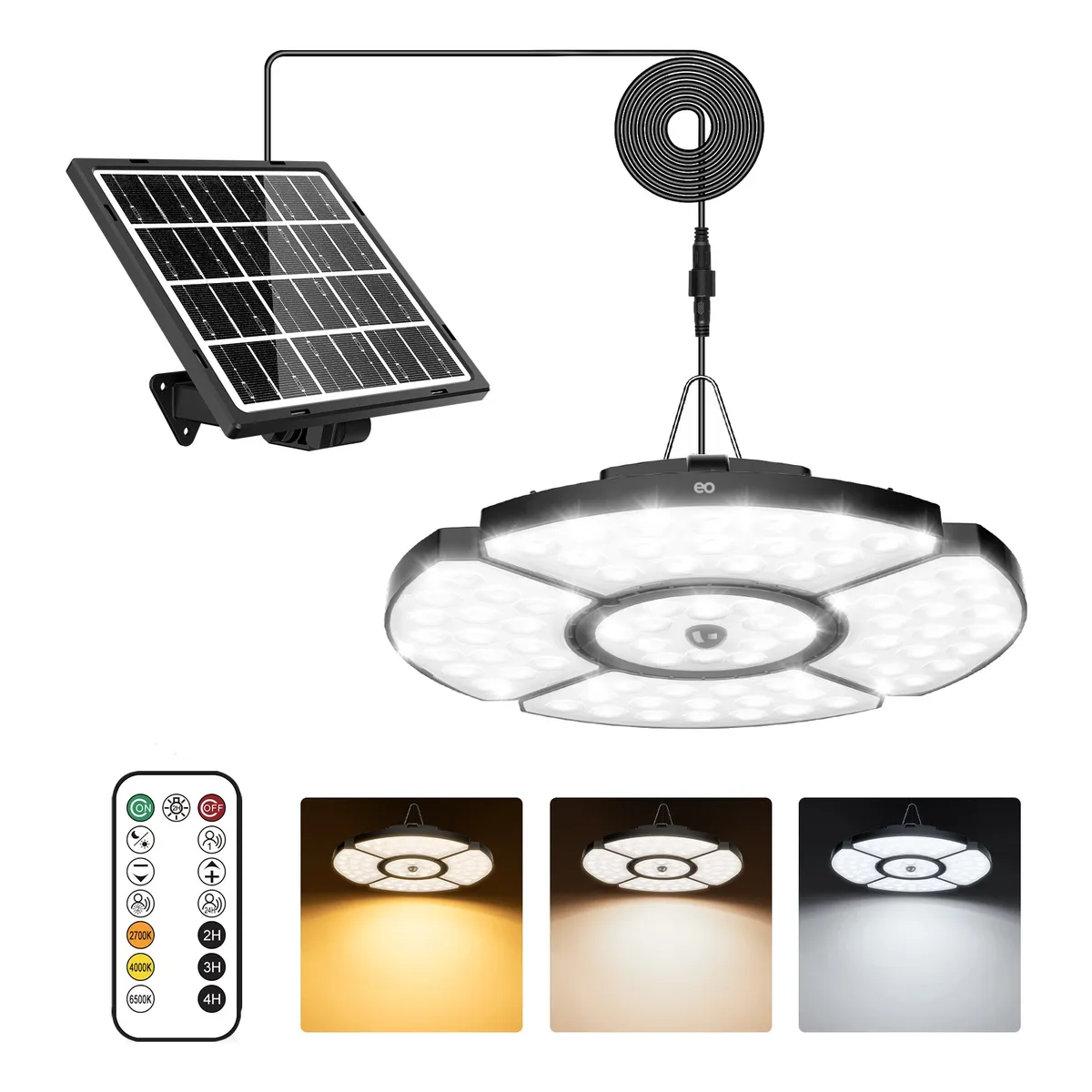 Foto 4 pulgar | Lámpara Solar Exterior Con Carga Usb 152 Led Sensor 6 Modes Eo Safe Imports Esi-19128 Negro