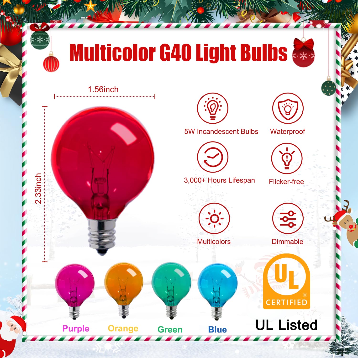 Foto 4 | Bombillas Navideñas De Repuesto Brightown G40, 5 W, 25 Unidades - Venta Internacional.
