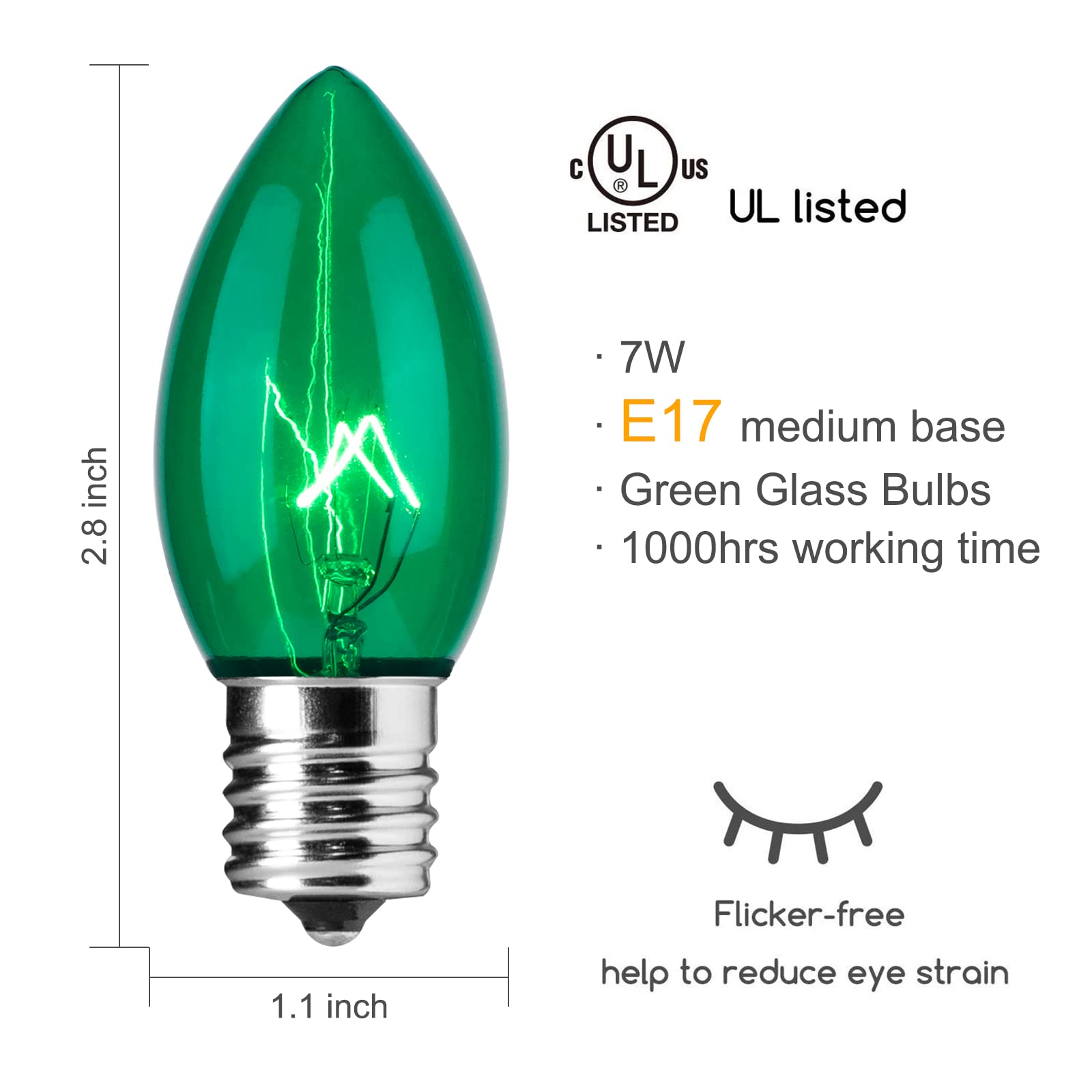 Foto 4 pulgar | Bombilla De Repuesto Navideña Brightown C9, Verde, 25 Unidades - Venta Internacional.