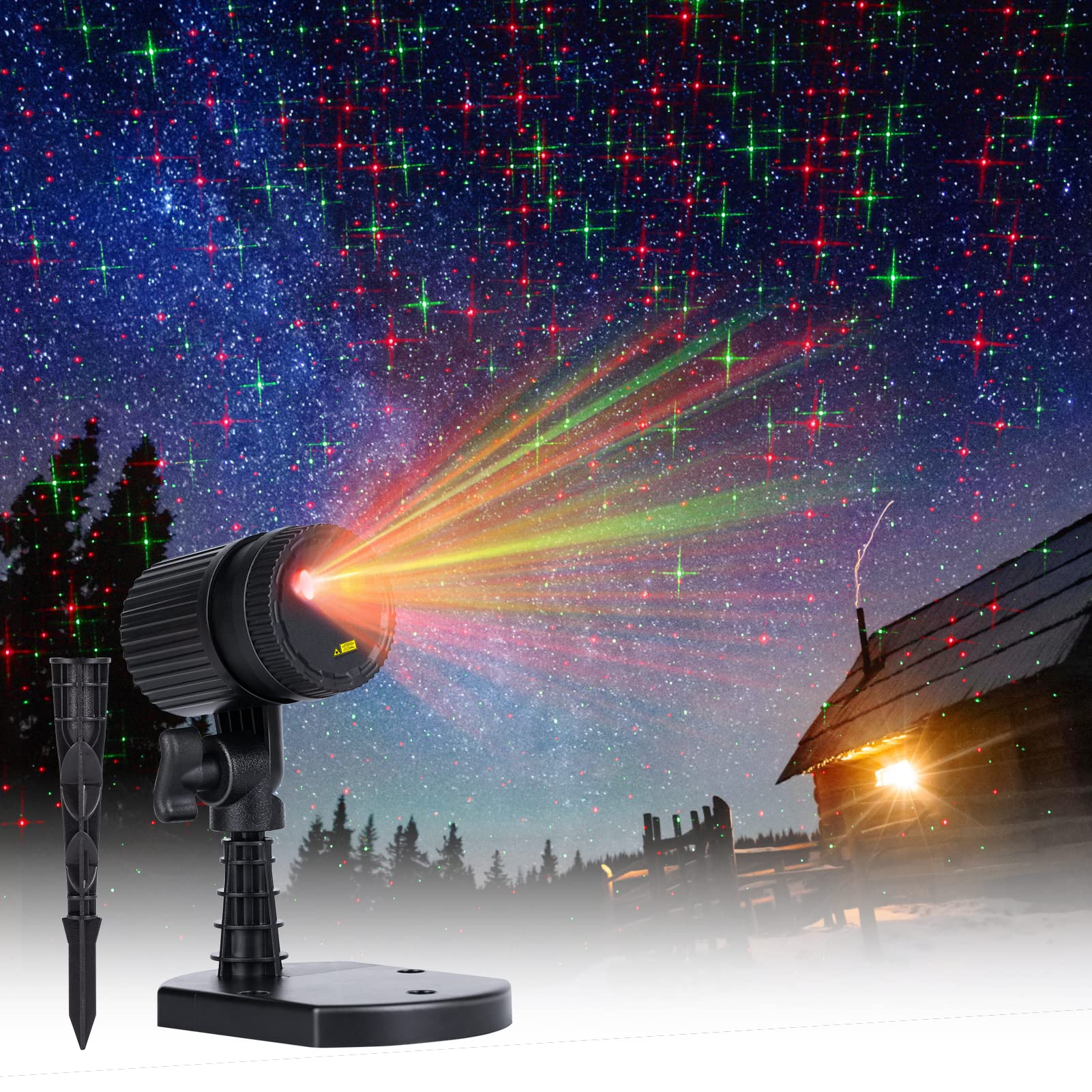 Foto 1 | Proyector Navideño De Luces Láser Minetom Rojo/verde Ip65 - Venta Internacional.