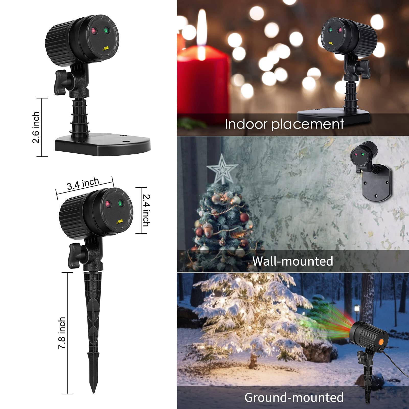 Foto 3 | Proyector Navideño De Luces Láser Minetom Rojo/verde Ip65 - Venta Internacional.