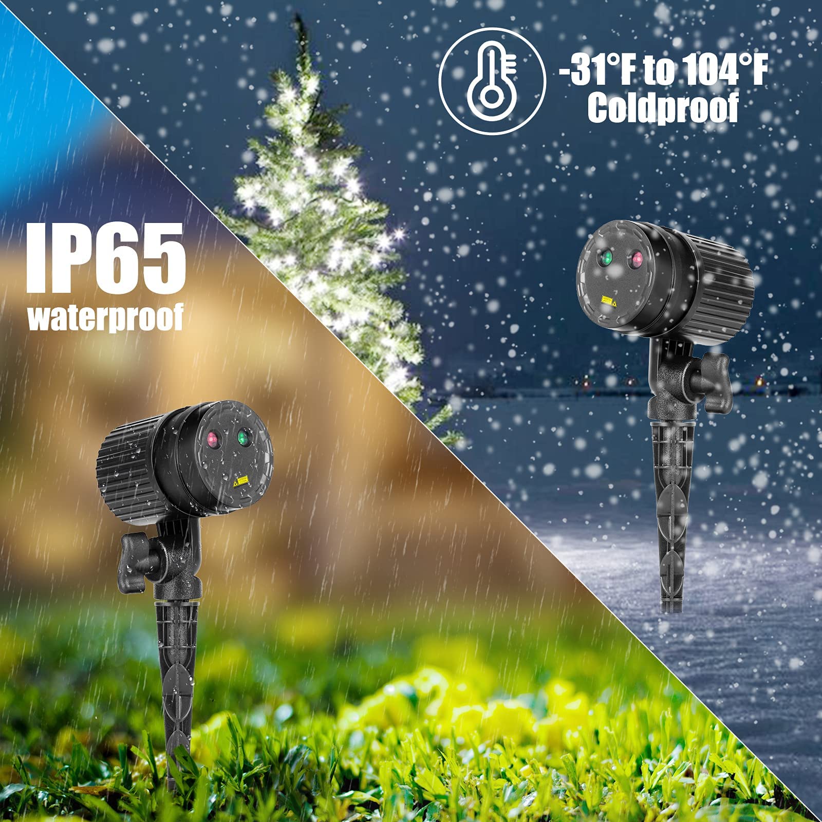 Foto 5 pulgar | Proyector Navideño De Luces Láser Minetom Rojo/verde Ip65 - Venta Internacional.