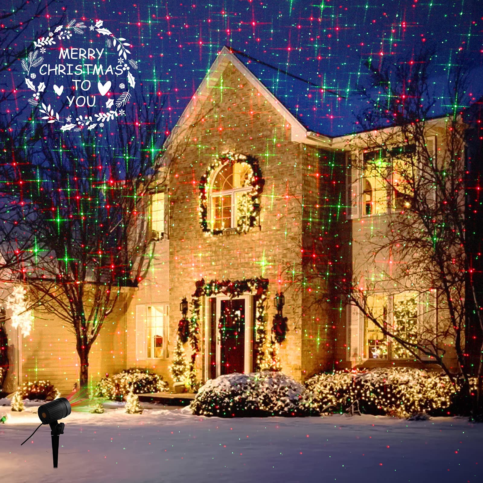 Foto 7 | Proyector Navideño De Luces Láser Minetom Rojo/verde Ip65 - Venta Internacional.