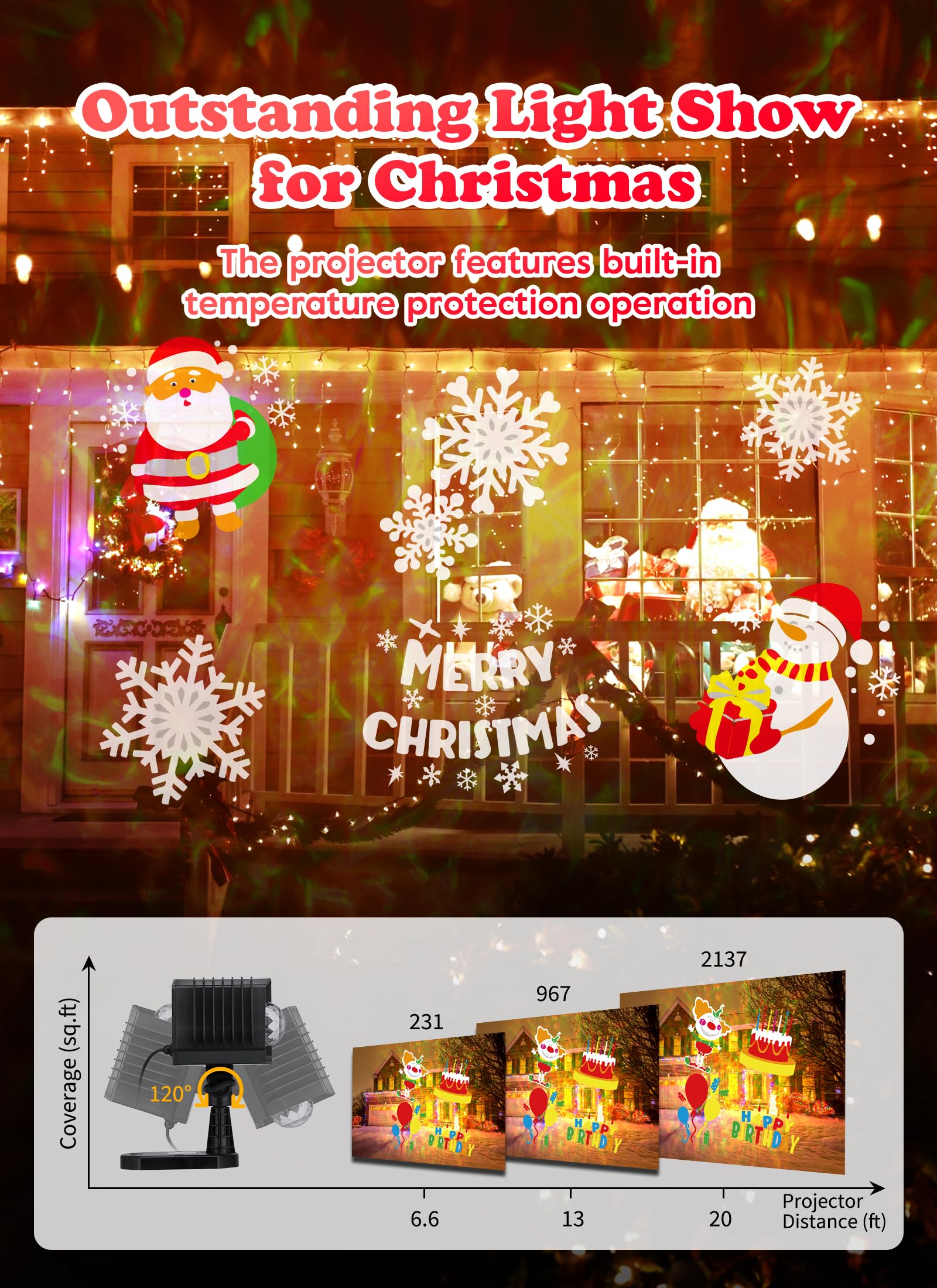 Foto 8 pulgar | Proyector Navideño Minetom 26 Hd Effects A Prueba De Agua - Venta Internacional.