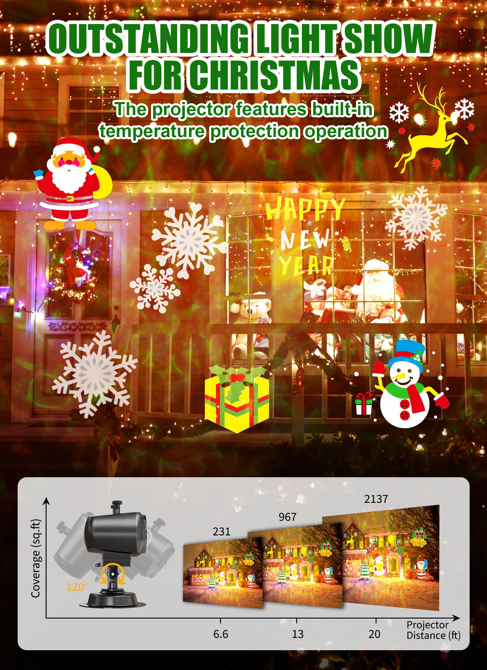 Foto 6 pulgar | Proyector De Luces Minetom Halloween Christmas 20 Hd Effects - Venta Internacional.